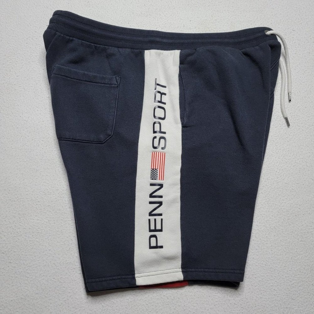 PENN Sport Sweat Shorts Men's Size Large Blue Striped Athletic